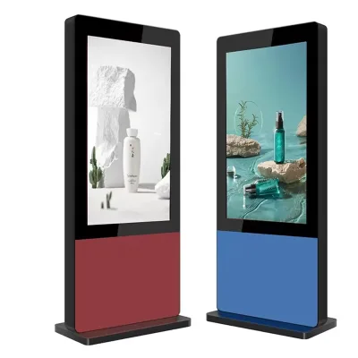 Outdoor Digital Signage Kiosk 55" Solar IP65 Waterproof LCD Monitor Animation Totem Pole Design Floor Stand for Subways