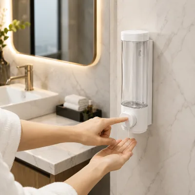 Hotel supplies White Plastic Soap Dispenser Wall Mounted Soap Dispenser Hand Soap Dispenser Bottle for Hotel Bathroom
