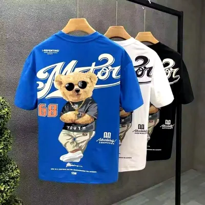 Custom Men's Short Sleeve 100% Cotton T-Shirt Breathable O-Neck with Hip Hop Graffiti Print China Manufacturer