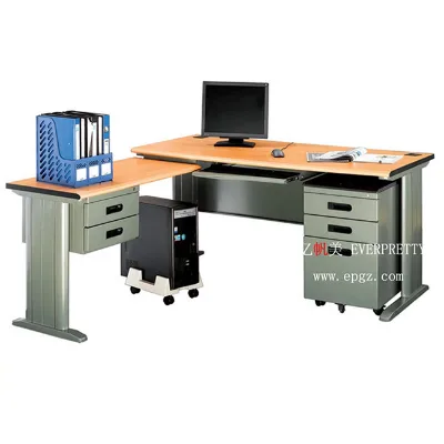 Modern Design Office Furniture Wooden Working Computer Table with Side Table