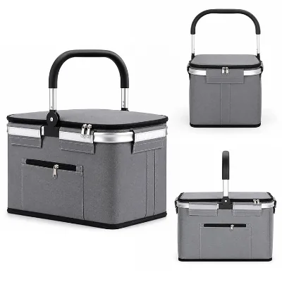 Wholesale Portable Picnic Basket with Insulated and Refrigerated Bag, Foldable Leakproof Lunch Bag for Camping, Picnic, Shopping