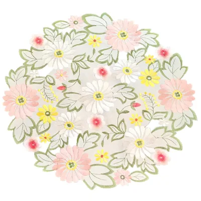 Bulk Wholesale Embroidery Spring Daisy Flowers Round Placemats 15" Home Kitchen Dining Summer Cutwork Doily Tabletop Decoration