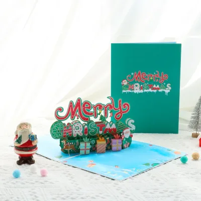 Christmas 3D Paper Sculpture Greeting Card Creative for Alphabet Style Blessing Message Card Gift 3d Pop up Cards