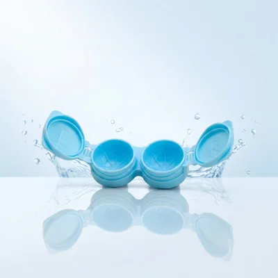 Three Colors PP Flip Lid Contact Lens Holder Modern Leakproof Portable Contact Lens case Accepts Custom logo Printing