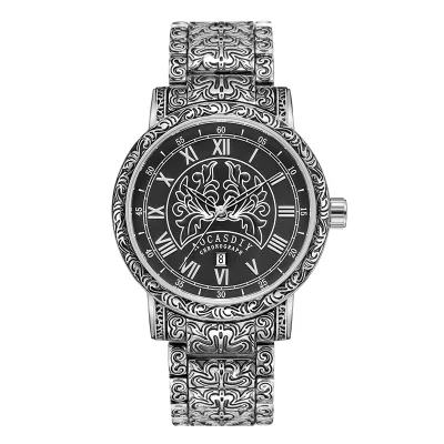 Aocasdiy Supper Hot Selling Fashion Personality Retro Gold Silver Engraving Alloy Quartz Men's Watch