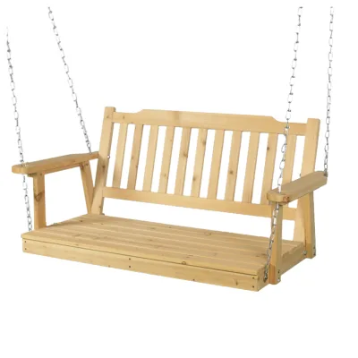 Wholesale Durable Outdoor Garden Comfortable China Fir Wooden Hanging Porch Swing
