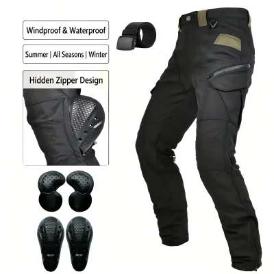 3D Tailored All Weather Motorcycle Pants Removable CE Protector Wind Dirt Resistant Moto Trousers for Street Motocross Cycling