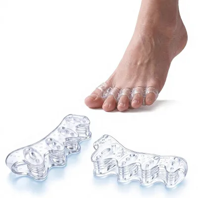 Private Label Clear Soft Washable Reusable Breathable Airflow Daily Foot Alignment Toe Spacers Toe Separators Toe Correctors