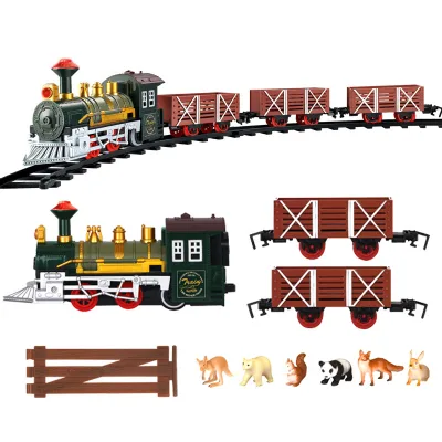 B/O Electric Scene Animal Kids Model Railway Train Track Set Toy With Lights