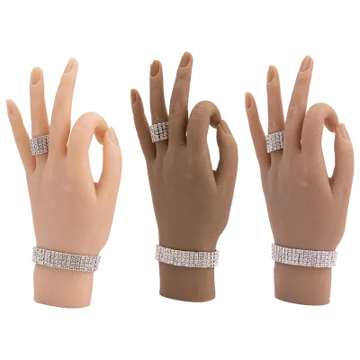 Silicone Practice Hand for Acrylic Nails Training Hands Flexible Bendable Liquid Silicone Rubber Nail Training Practice Hand