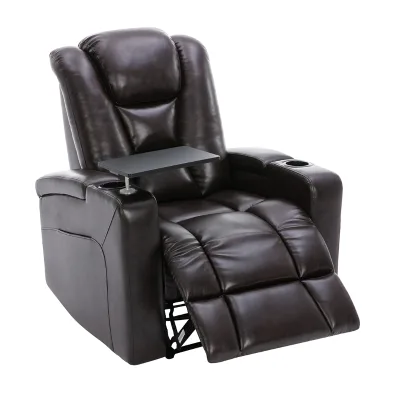 Automatic Reclining Theatre Recline Chairs Push Back Recliner Movie Luxury Chair With Cup Holder and Tray Table