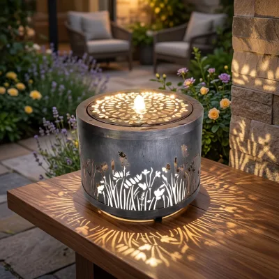 Electric Submersible Pump Flower Galvanized Iron Outdoor Table-top Metal Indoor Water Fountain with LED Light