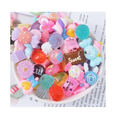 30 Pcs/Bag Mixed Design Resin Cabochons Candy Inspired Crafts for Slime or DIY Work