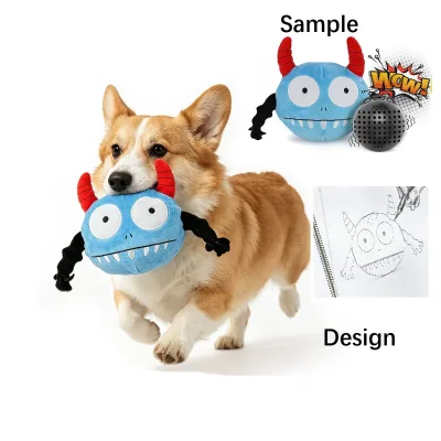 Pet Supplies Dog Toys Sounding and Vibrating Electric Ball Dog Bite-resistant Bouncing Monster Plush Toy Ball PP Cotton Filling