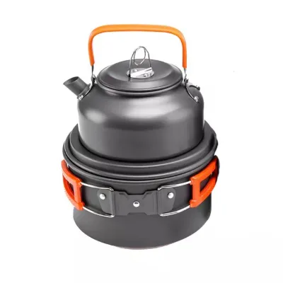 Outdoor Camping Cooking 3 in 1 Frying Pan Pots Teapot Nonstick Cookware Portable Utensils Cook Ware Set