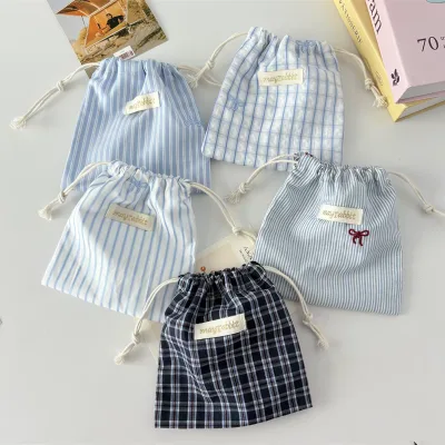 Customized Large Capacity Cotton Fabric Drawstring Pouch Spring Summer Travel Portable High Quality Small Bag