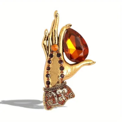 Rhinestone Hand Brooches for Women Classic Slim Hand Party Office Casual Brooch Pins Gifts Wholesale