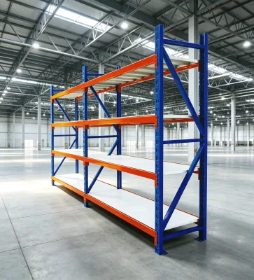 Racking Supplier 4-Level Heavy Duty Racking 800kg Load Capacity Powder Coated Partially Assembled Warehouse Rack for Cargo