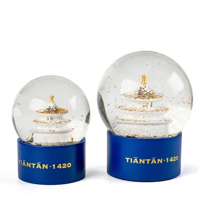 Custom Resin Snow Globe Chinese Famous Beijing Peking Building Temple of Heaven 65mm Traditional Souvenir Water Snowball Gift