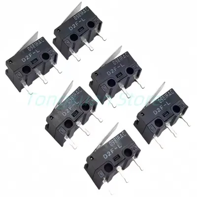 D2F-L Mini Micro Switch Gray Button Swing Rod Type 3Pins C NO NC 3A Stroke Llimit Switch