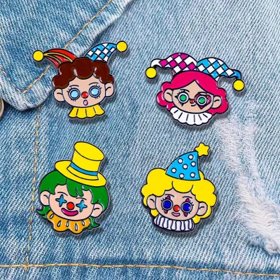 Custom Badges Cute Clown Brooch Colorful Clown Girls Boys Enamel Lapel Pin