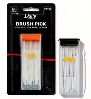 Coloful Plastic Toothpick Brush Picks Dental Picks Bristle Pick Gently Remove Food Debris GMP Certified 25 Years Factory
