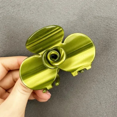 Hot Sales Small Shark Green Hair Claw Acetate Flower Hair Clamp for Women Girls