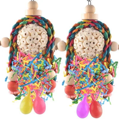 Eco-Friendly Parrot Toy Set Self-Entertainment Grass Ball and Cage Decoration Boredom Relief and Stress Management for Birds