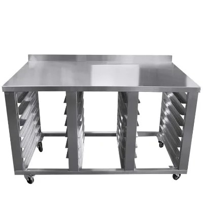 Stainless Steel Workbench Working Table with Splashback 304 Worktable with Baking Rack
