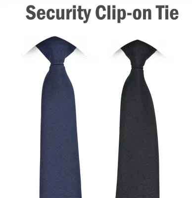 Custom Private Label Pre-tied Mini Matt Clip on Tie Navy Blue Black Security Ties Neck Tie for Airlines & Security Companies