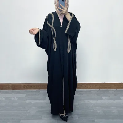 2024 DEMU High Quality Plus Size Abaya Party Lace Decoration Muslims Dress Womens Abayas Muslim Abaya for Women