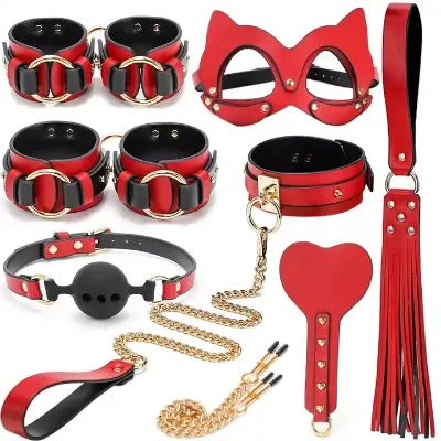 High Quality BDSM Restraints PU Leather Bondage Set SM Adult Sex Kit/Set With Good Edge Sealing Sex Toys
