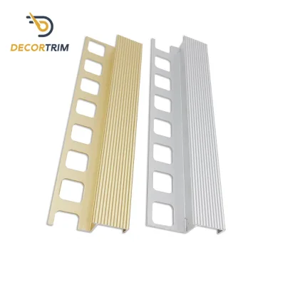 DECORTRIM Stair Nosing Aluminum Edge Trim with Serrated Hook Design for Easy Installation on Tile and Wood Steps