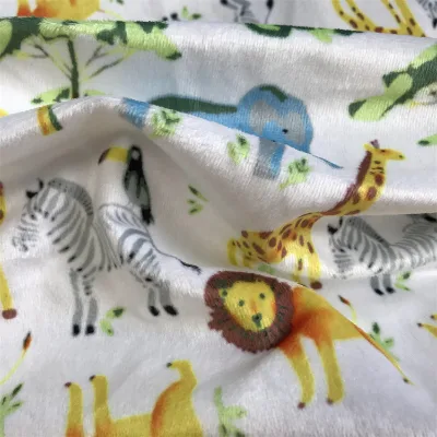 Super Soft 100% Polyester DTY Cute Cartoon Pattern for Baby Blanket Baby Fabric