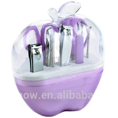 Customized Logo 9pcs Nail Art Care apple Shape Manicure Set Tool Kit