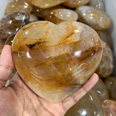 Wholesale High Quality Natural Crystal Gemstone Golden Healer Quartz Heart