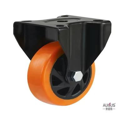 Custom Wheel Medium Heavy duty caster wheel PU material 4/5/6 inch caster wheel  With black lacquered bracket with installing caster