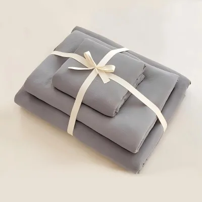 Organic Reversible Polyester/Cotton Hotel B B Four-piece Set Polished Cotton Three-piece Set Quilt Cover Bed Bamboo Sheet 200TC