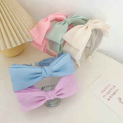 Fashion Bow Knot Headband Solid Color Lovely Girl Headband Comfortable Daily Wash Hair Band