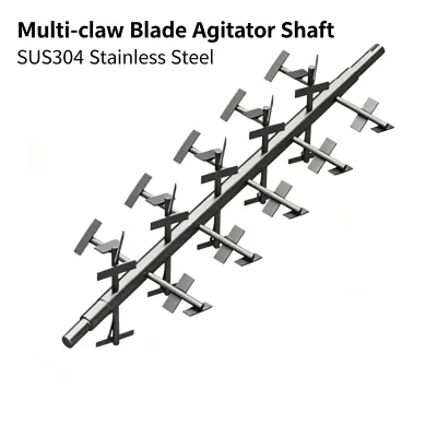 Multi-claw Blade Agitator Shaft SUS304 Stainless Steel Mixing Shaft for Dry Powder Blending Equipment Parts