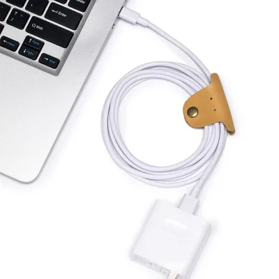 Cute Cartoon Leather Cable Winder Tie Earphone Cord Winder Cable Management Cord Organizer Charger