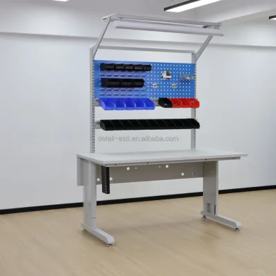 Detall Assembly Line ESD Electronics Assembly Line Workstation Conveyor Compatible Steel Frame Anti Static Tabletop ISO 9001