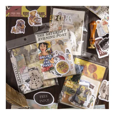 100 Vintage Aesthetic Stickers Retro Journaling Scrapbook Paper Stickers DIY Handcrafted Decorative Material Paper Memo Notes