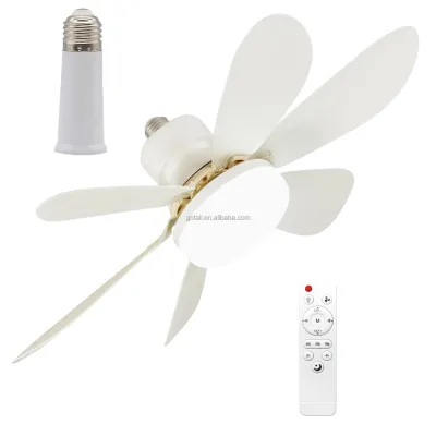 Modern LED Ceiling Fan Light with Remote Dimmable 6 Blades Flush Mount Ceiling Fan for Bedroom Living Room White