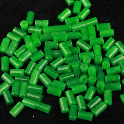 Jade Green Cylindrical Glass Tube Bead for Jewelry Making