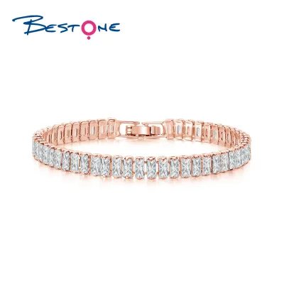 Hip Hop 2.5*5mm Geometric Random Iced Out Aaa Cubic Zirconia Tennis Bracelet Choker Necklace Set Bridal Wedding Jewelry Women