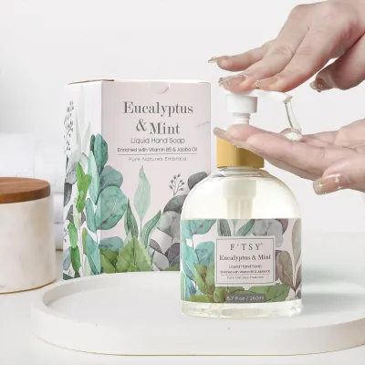 OEM Customer Logo Natural Hand Soap Hand Washes Eucalyptus Mint  Fragrance for Hand Clean