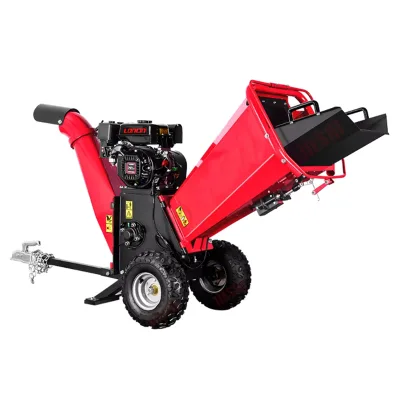 Professional JIESHI 4 Cycle 212CC Electric Starter Petrol Wood Chipper Machine 7HP 4 Inch Mini Chipper Wood Tree Branch Shredder