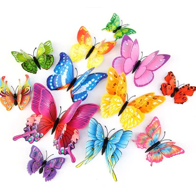 3D double-layer simulation butterfly creative fresh magnet self-adhesive adhesive stickers refrigerator wardrobe wall stickers