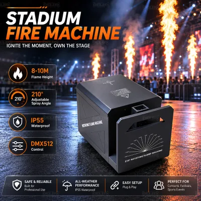 Professional Outdoor Flame Thrower Waterproof Fire Jet Machine Rotating Flamer Moving Head Flame Projector for Stadium Mega Show